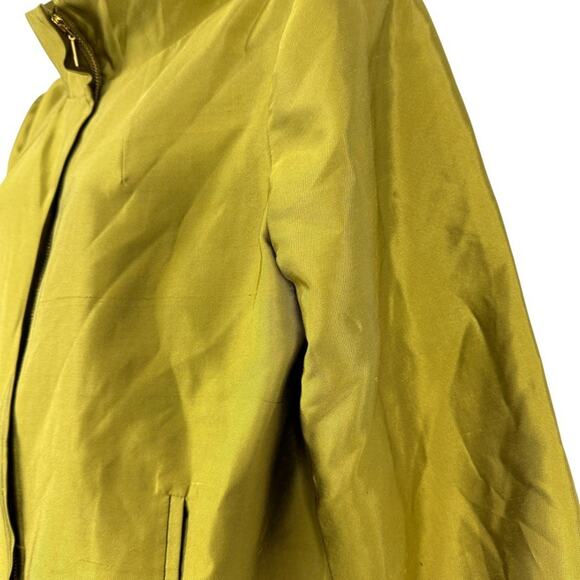 Chicos Travelers Collection Lentil Green Lined Silk Blend Jacket Blazer sz 1 / M - Picture 9 of 16